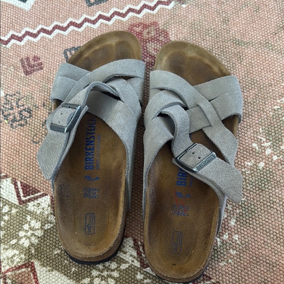 Birkenstock Gray Suede Sandals with Criss-Cross Design Lugano - Picture 3 of 9